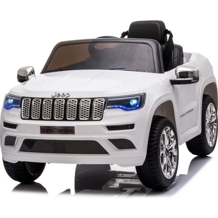 schnaeppchenmeile-online Kinder Elektroauto Jeep Grand Cherokee, weiß, 2 Motoren, LED-Beleuchtung, MP3- und USB-Audio, Fernbedienung