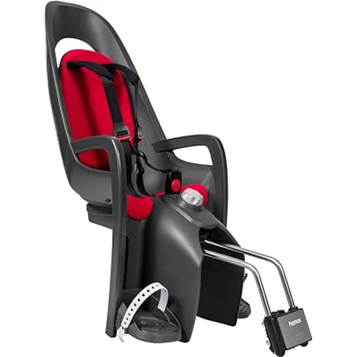 HAMAX Caress Kinder-Fahrradsitz mit abschließbarer Halterung, ergonomische 20°-Ruheposition, Schwarz – Bild 1