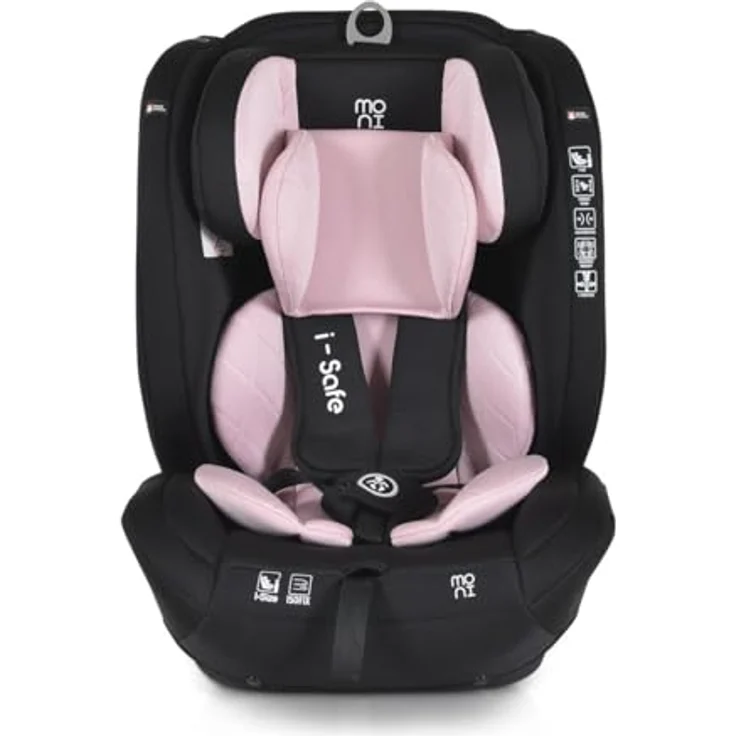 Moni Autokindersitz Kindersitz i-Size i-Safe, bis 36 kg, (76-150cm) Isofix, Top Tether, 13-fach verstellbar, wählbarer Bezug – Bild 4