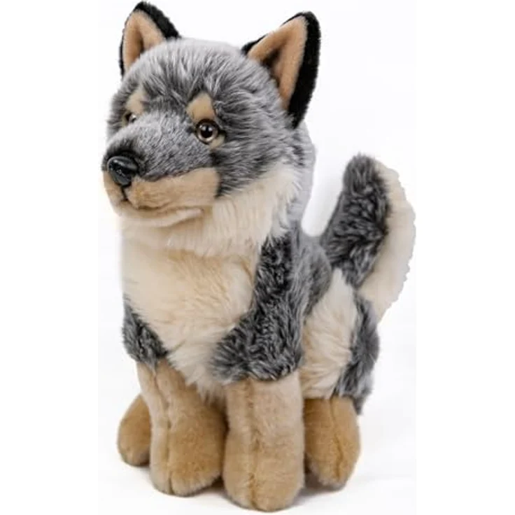 Teddys Rothenburg Kuscheltier Wolf sitzend, grau/beige, 28 cm, waschbar bis 30°C – Bild 1