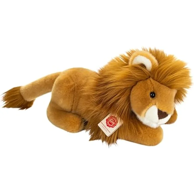 Teddy-Hermann Löwe liegend, 30 cm, flauschiger Plüsch, freundliches Design, pflegeleicht waschbar