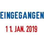 TRODAT Stempel Datumsstempel Printy 4850/L/ 3.8 mm Eingegangen, Selbstfärbend mit Lagertext, 2-farbig.