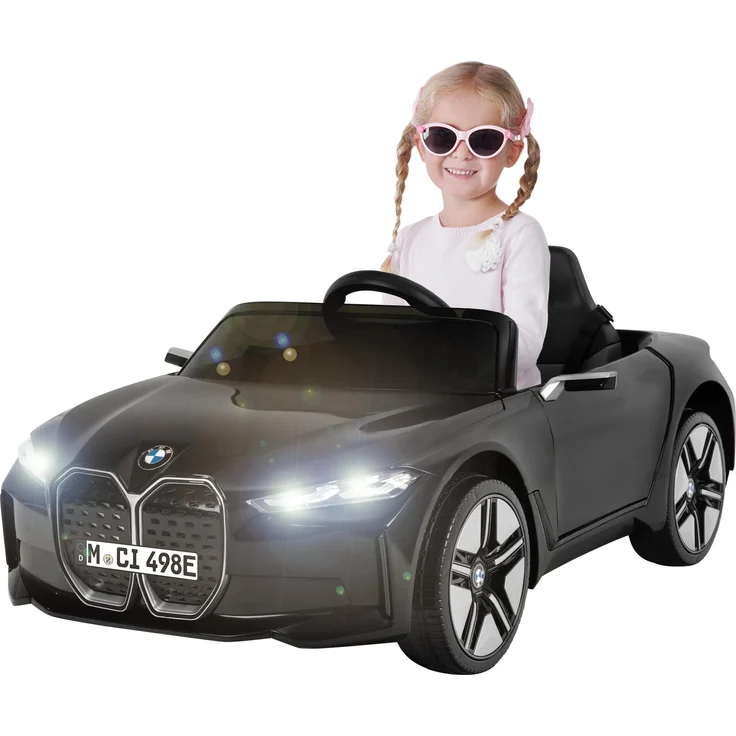 Actionbikes Motors Kinder Elektro Auto BMW i4, mit Fernbedienung, Bluetooth, USB, MP3, AUX, 3-Punkt-Sicherheitsgurt, Schwarz
