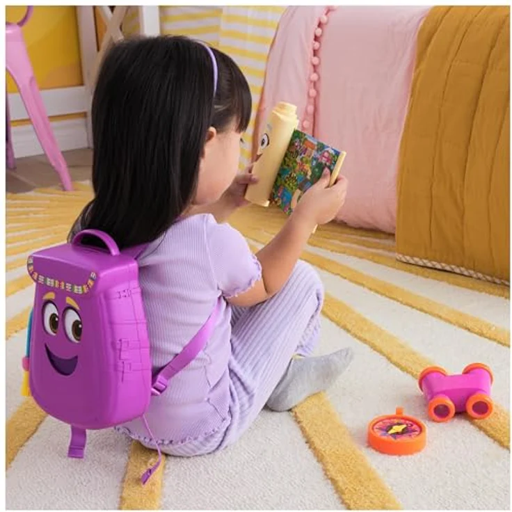 Dora the Explorer Abenteuer Rucksack, interaktiver lila Rucksack mit Landkarte, Fernglas und Kompass für fantasievolles Rollenspiel, geeignet für Kinder ab 3 Jahren – Bild 3