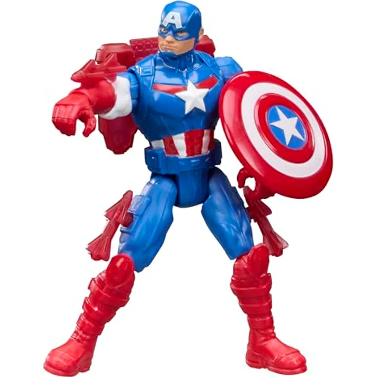 Marvel Avengers ActionVerse Captain America Action-Figur (11,4 cm) mit 9 Bewegungspunkten und 6 abnehmbaren Accessoires, Superhelden-Spielzeug für Kinder ab 4 Jahren