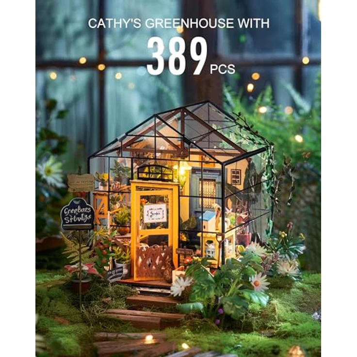 Rolife Miniatur DIY Puppenhaus Küche Kits mit Licht DIY Holz Mini Haus Modell Erwachsene-Kinder 14 15 16 17 18 Jahre Alt (Cathy's Flower House) – Bild 3
