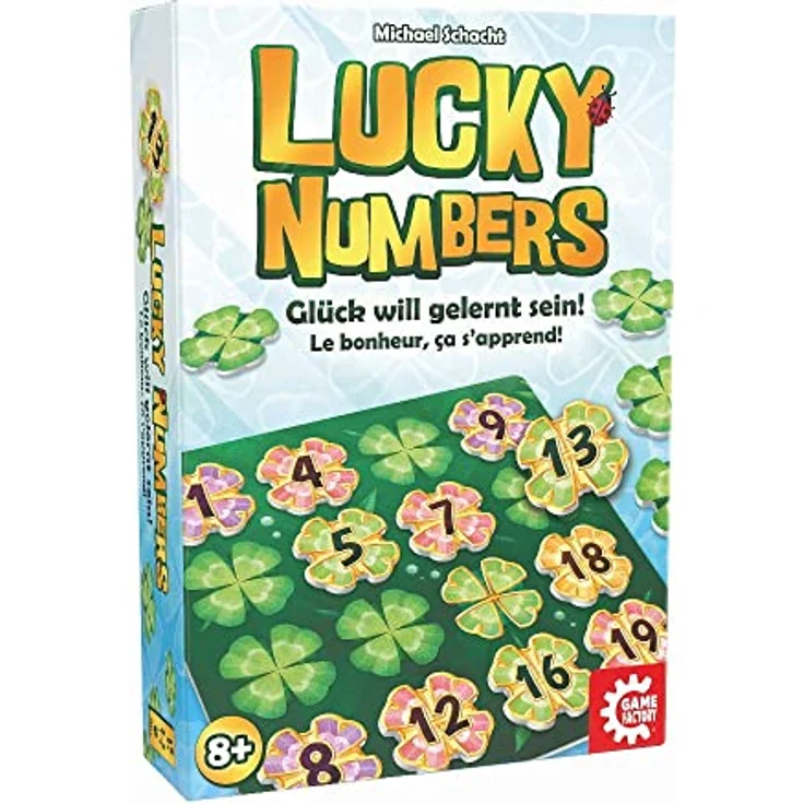 Game Factory 646307 Lucky Numbers, Legespiel für Erwachsene und Kinder ab 8 Jahren, Familienspiel, für 1-4 Spieler, Weiß, Deutsche Edition – Bild 1
