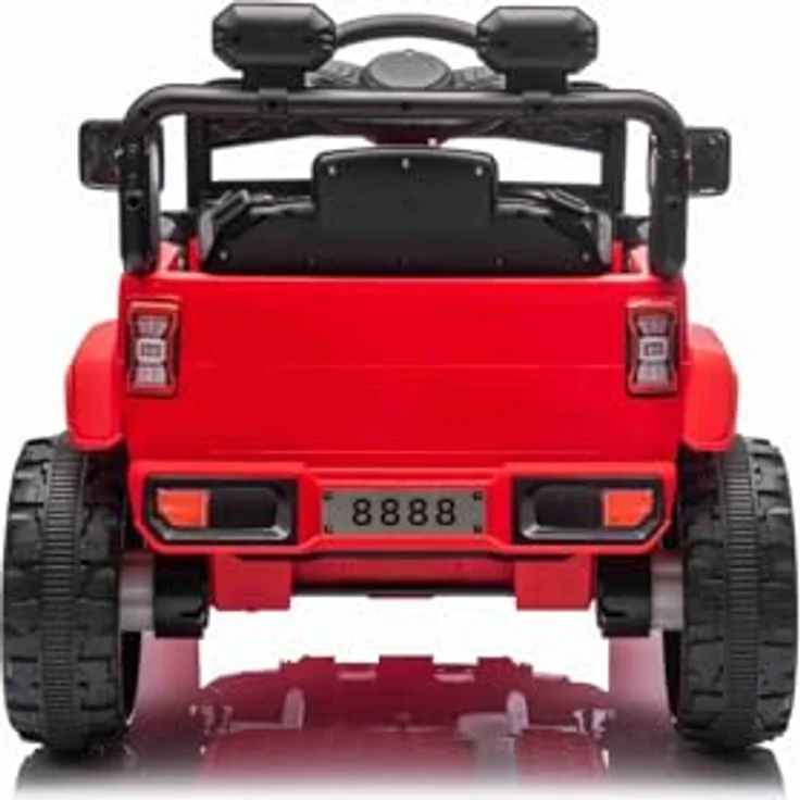 RIRICAR Kinder elektroauto Offroad New mit Hinterradantrieb, rot, Lithium-Batterie, hohes Fahrgestell, breiter Sitz, Hinterradfederung, 2,4-GHz-Fernbedienung, MP3-Player mit USB/AUX-Anschluss, LED-Leuchten – Bild 5