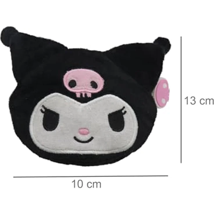 Hello Kitty Kuromi Plüsch Geldbörse, kompakt mit Reißverschluss und Karabiner für Mädchen, rosa – Bild 6