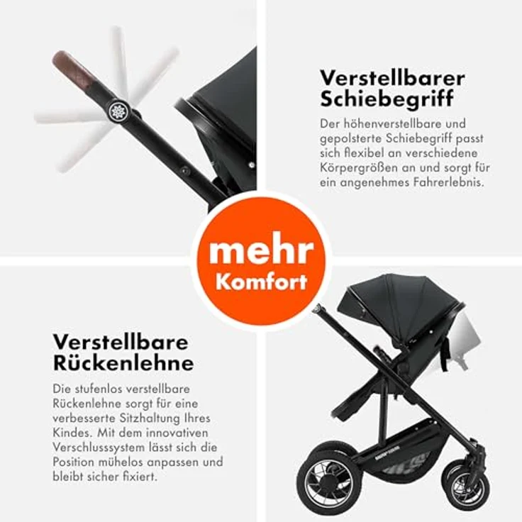 Daliya® FLEXI-PRO M 3-in-1 Kombikinderwagen & Buggy mit i-Size Babyschale, leichter Rahmen, Memory-Knöpfe, großer Einkaufskorb – Bild 9