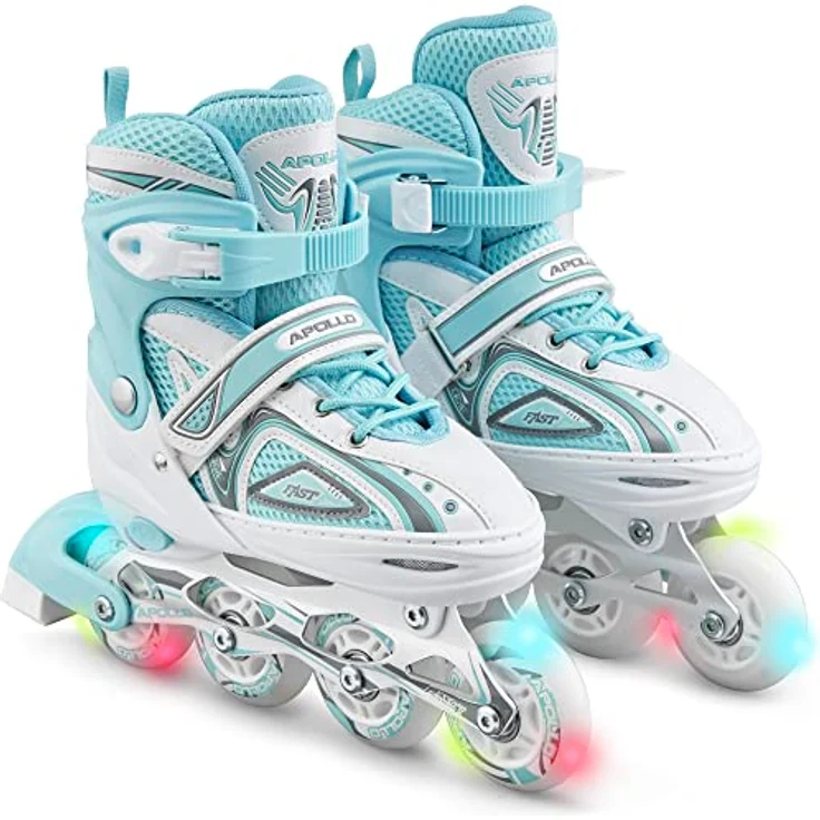 Apollo Super Blades X Pro, größenverstellbare Inliner, LED Inline-Skates, Größe 31-42, blau – Bild 1