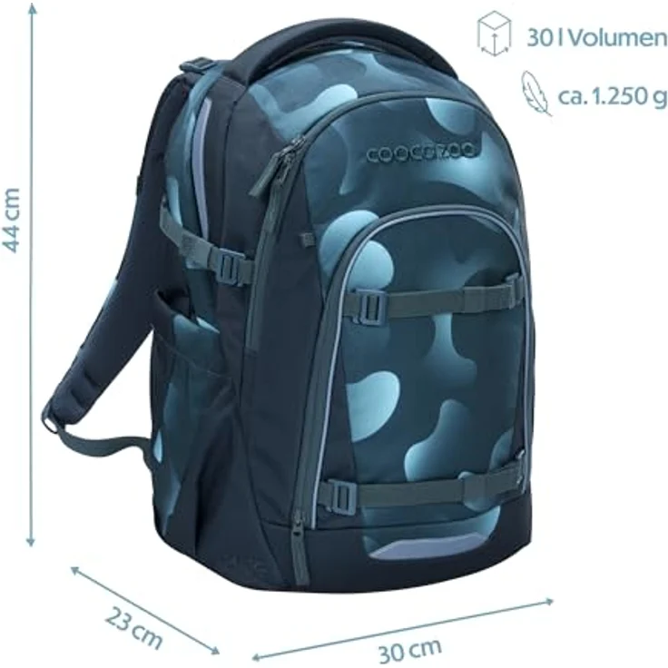 coocazoo Schulrucksack Mate - 44 cm, ergonomisch mit 30 Litern Volumen, Farbe Aqua Flow – Bild 2