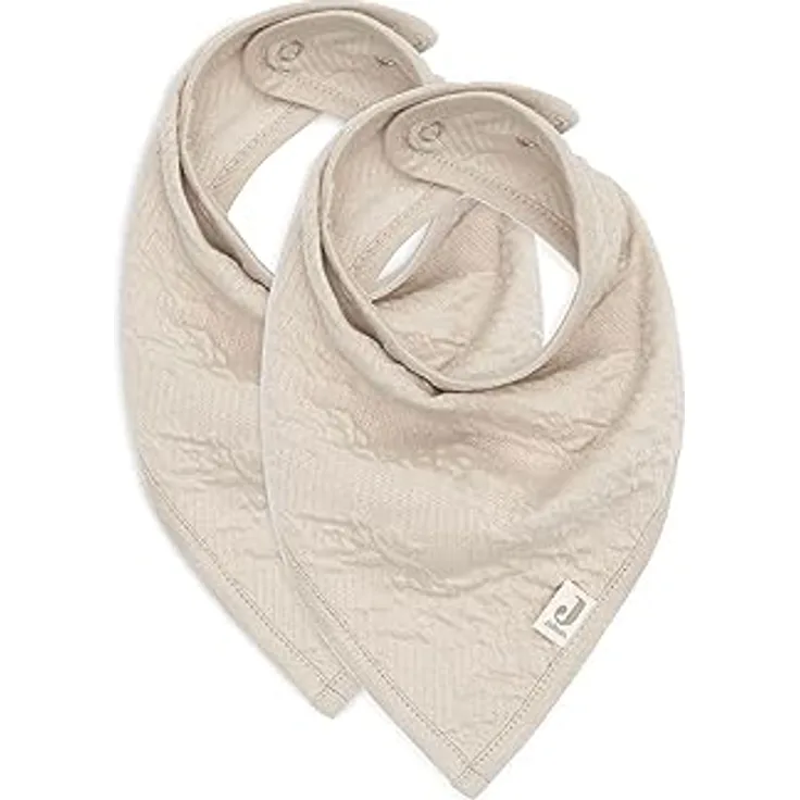 Jollein Bandana Lätzchen Halstuch 2er Set Soft Waves nougat, mit praktischen Druckknöpfen, 93% Baumwolle/7% Elastan