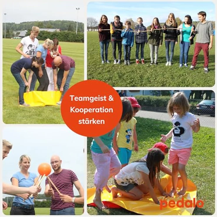Pedalo Teamspiel-Box Zwei, Wurfspiele mit 8 Wegelementen und variablen Schwierigkeitsgraden, rot/gelb – Bild 3