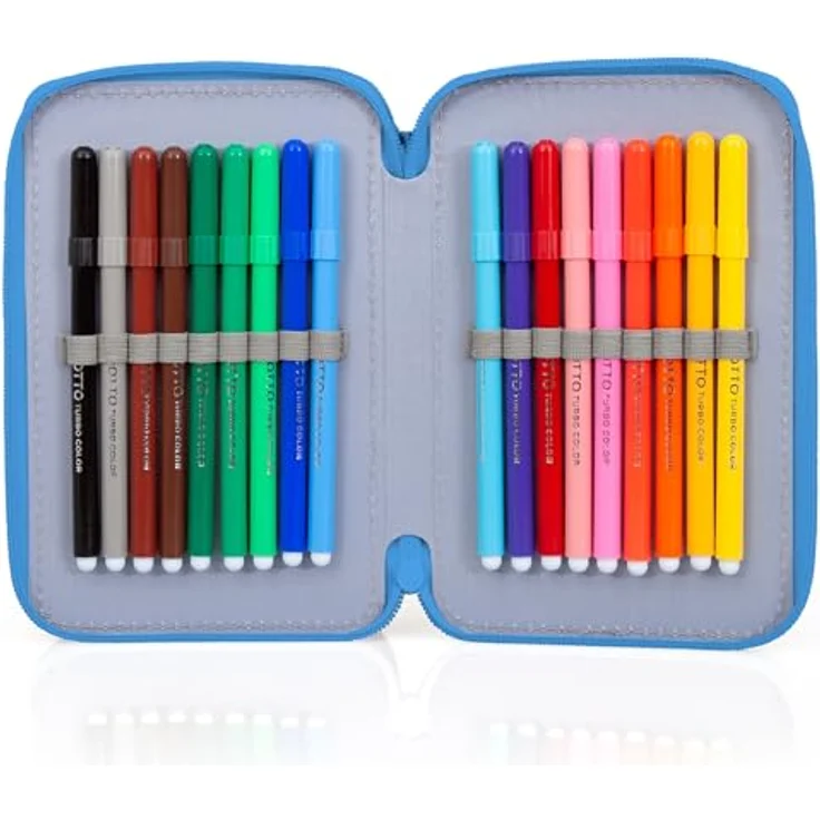 Clondo 3-Fach Federmäppchen für Jungen, gefüllt für Sonic-Fans, 46-teiliges Schulmäppchen Set mit radierbaren Stiften, Filzstiften, Buntstiften - ideal für Schule & als Geschenk – Bild 4