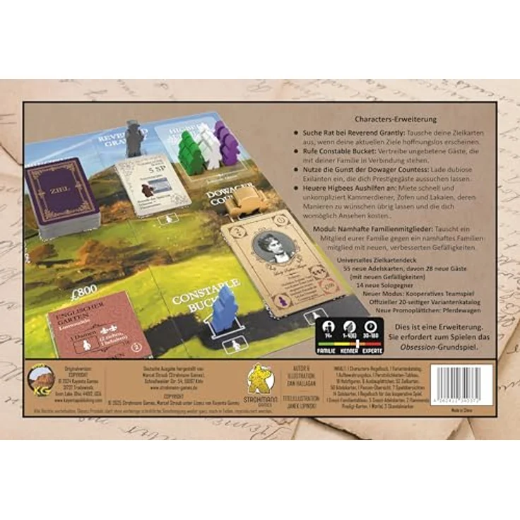 Marcel Straub Obsession: Characters [Erweiterung] - Brettspiel mit neuen Charakteren, Zielkarten und kooperativem Spielmodus – Bild 3