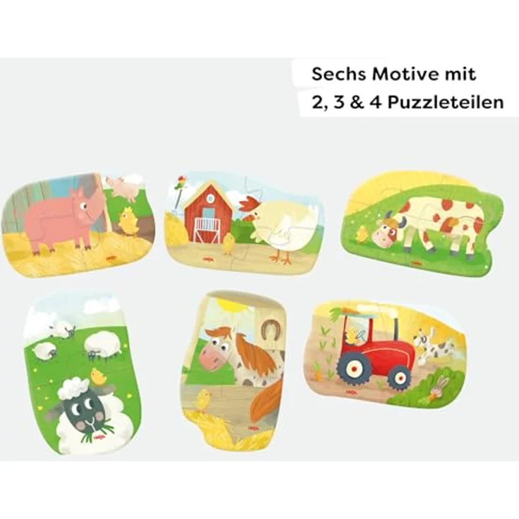 HABA 6 erste Puzzles Bauernhof, einfache Puzzles ab 2 Jahren, fördert Feinmotorik & Konzentration, mit liebevollen Bauernhof-Motiven – Bild 2