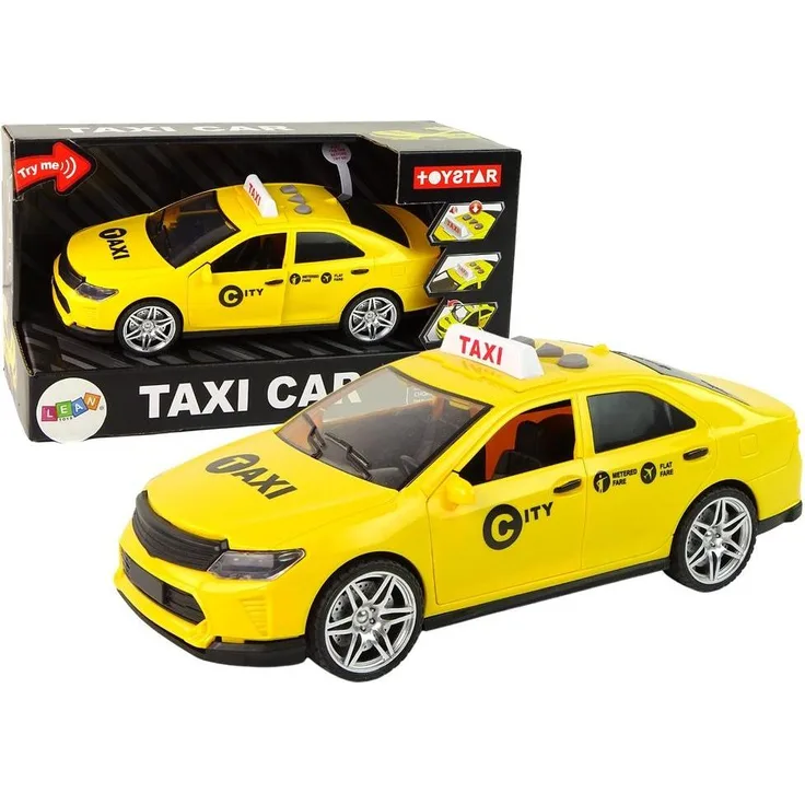Adata Taxi Car 1:14, Spielzeugauto mit Lichtern und Geräuschen, gelb, friktionsbetrieben