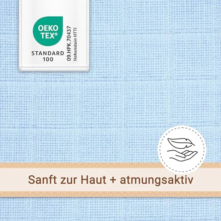 ZOLLNER 10er Set Musselin Spucktücher, 70x70 cm, aus 100% Baumwolle, hautfreundlich, weich, saugstark, waschbar bis 60°C, hellblau – Bild 4