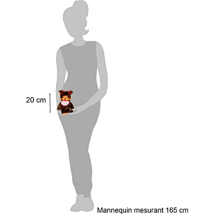 BANDAI Monchhichi 25555, Kuscheltier in Rose mit klassischem Lätzchen und vielfältigen Designs – Bild 5