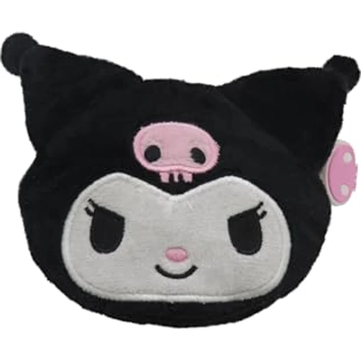 Hello Kitty Kuromi Plüsch Geldbörse, kompakt mit Reißverschluss und Karabiner für Mädchen, rosa – Bild 1