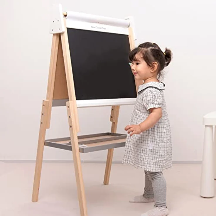 Mercator Medical New Classic Toys Blackboard, Magnetisches Whiteboard mit Kreiden, Marker und Schwamm, höhenverstellbar (110-114,5 cm) – Bild 4