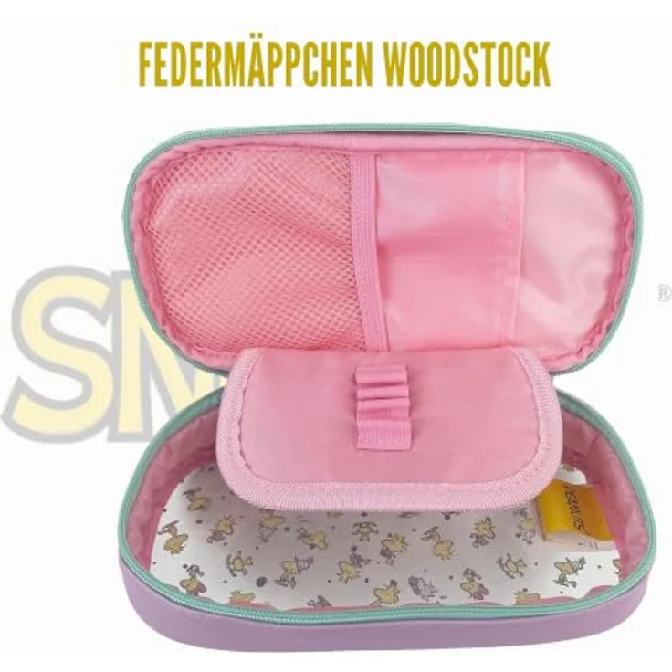 CYPBRANDS PORTATODO Woodstock Snoopy, großes Federmäppchen mit multifunktionalem Design und 3 Fächern, 22,5 x 10 x 5 cm – Bild 2