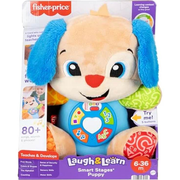 Fisher-Price® Kuscheltier Lernspaß Hündchen mit Licht- und Soundeffekten, mehrsprachig (D, F, E, I, DU) – Bild 6