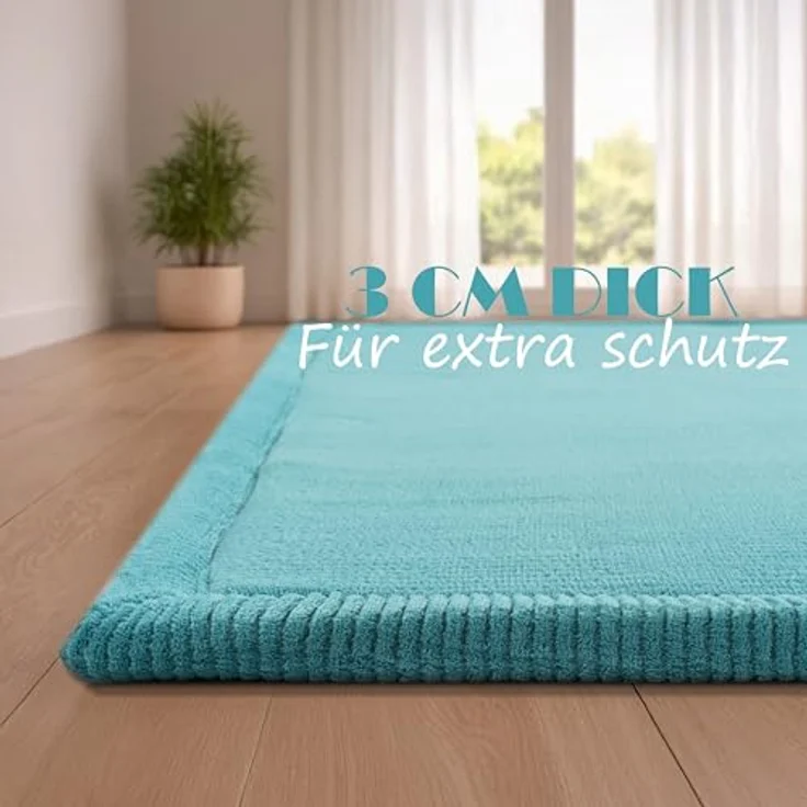 Paco Home Teppich Kinderzimmer 120x160 cm, Baby Spielteppich rutschfest und weich, Blau – Bild 5