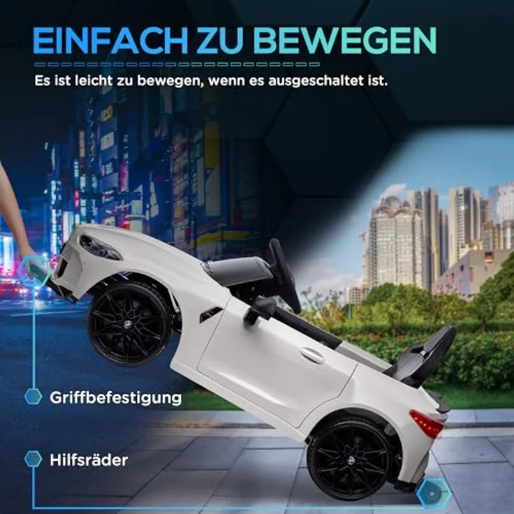 AIYAPLAY Elektro-Kinderauto BMW M4 Weiß, lizenziert, Belastbarkeit 25 kg, für Kinder 3-5 Jahre, mit Fernbedienung und Musikfunktion - Preisvergleich – Bild 4