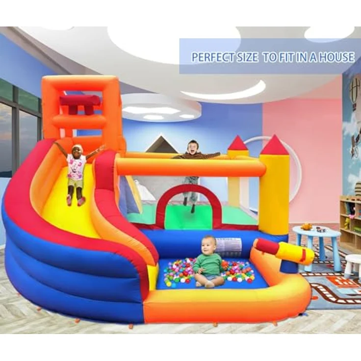 Ballsea Große Hüpfburg mit Gebläse, Trocken-/Wasserrutsche, geeignet für Kinder von 3 bis 10 Jahren, Children's Bouncy Castle for Indoor or Outdoor use 320 x 280 x 232 cm – Bild 3