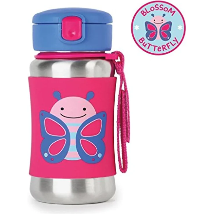 Skip Hop Steel Water Bottle Butterfly Zoo 350ml pink – Bild 5