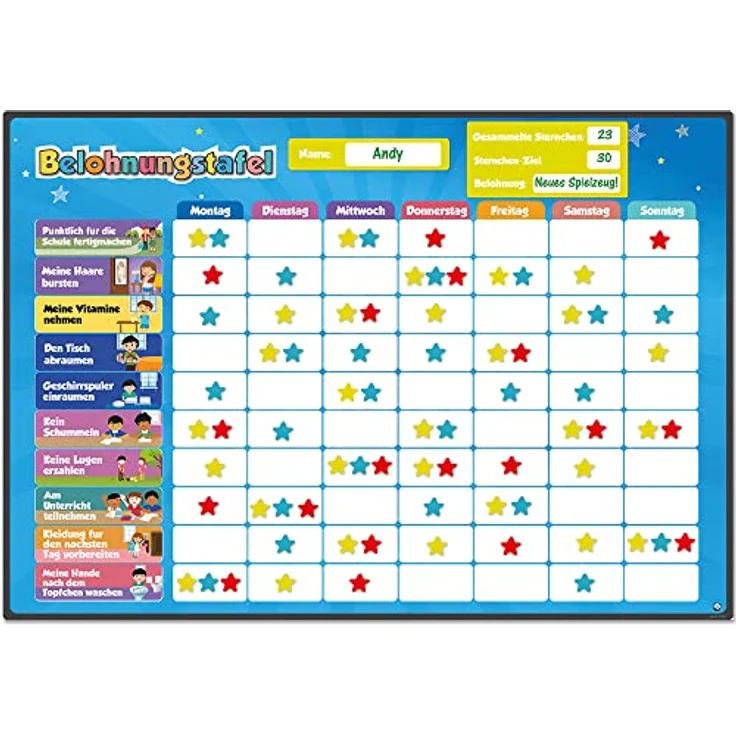 Belohnungstafel für Kinder – perfekt für Kleinkinder, zum Lernen von Verantwortung und für das Sauberkeitstraining – enthält 80+ Magnet-Aufgaben Und 300 Sterne - Aktualisierte Version, auf Deutsch – Bild 2