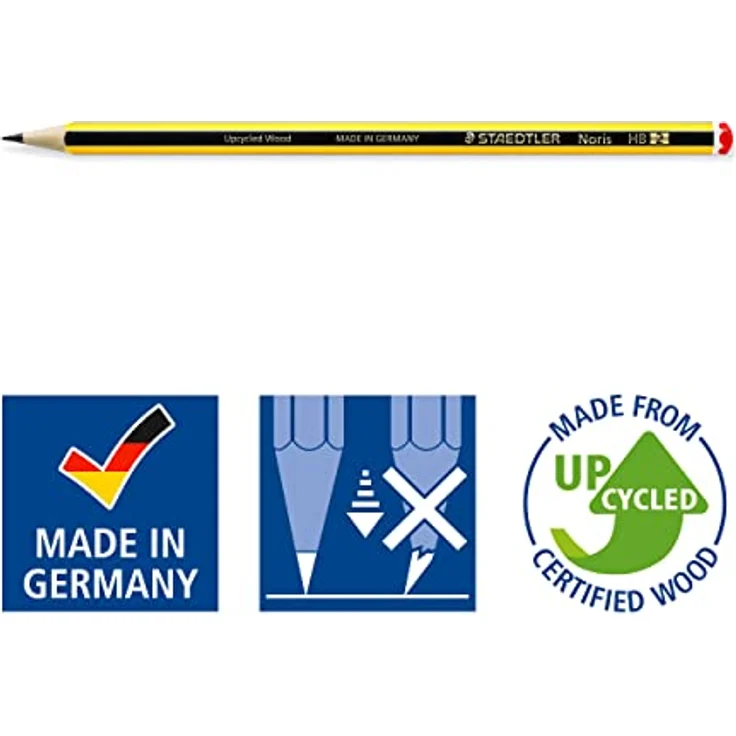 STAEDTLER Bleistift Noris 120, Made from Upcycled Wood, Härtegrad HB, Rutschfeste Soft-Oberfläche, hohe Buchfestigkeit, hohe Qualität Made in Germany, Packung mit 12 Stück, 120-2 – Bild 5