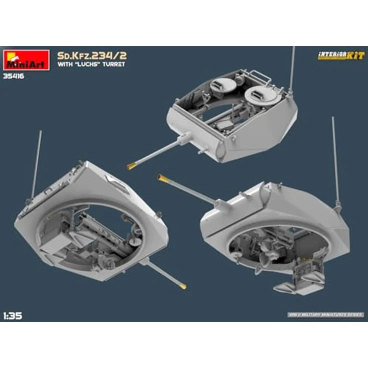Other 1:35 Sd.Kfz.234/2 mit Luchs Turm, Modellfahrzeug mit detailliertem Interieur und Photoätzteilen, zwei Varianten darstellbar – Bild 20