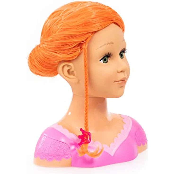 Bayer Frisier- & Schminkkopf Charlene Super Model, orange - Schmink- & Frisierkopf mit Bürste, Kamm, Lockenwickler und Make-Up – Bild 5