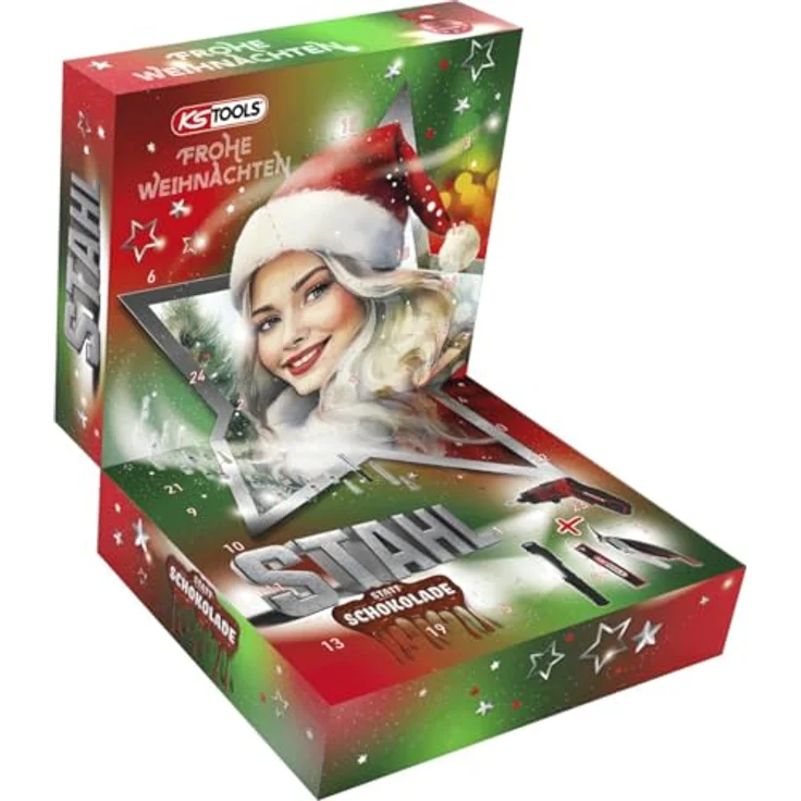 KS Tools eMONSTER Werkzeug Adventskalender, 27-teilig mit 1/4" Akku-Bit-Schrauber-Satz und Zubehör im Kunststoffkoffer – Bild 1