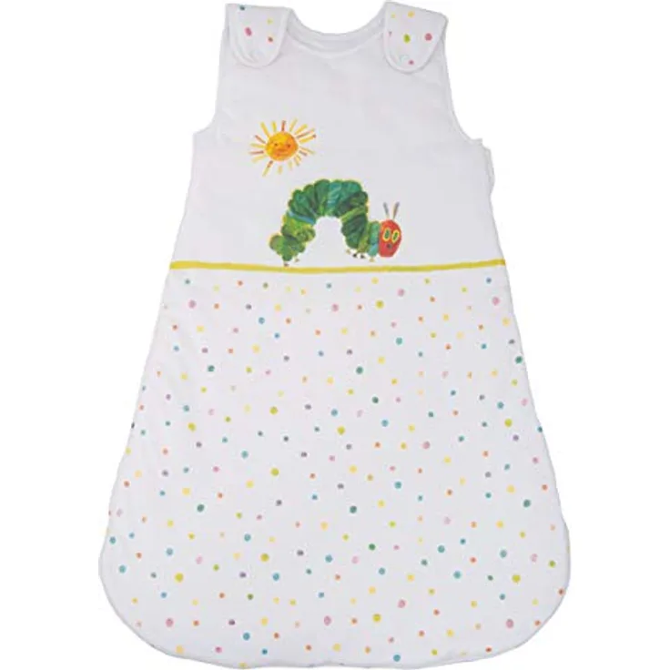 Herding RAUPE NIMMERSATT Baby-Schlafsack, 70 cm, Seitlich umlaufender Reißverschluss und Druckknöpfe, Weiß