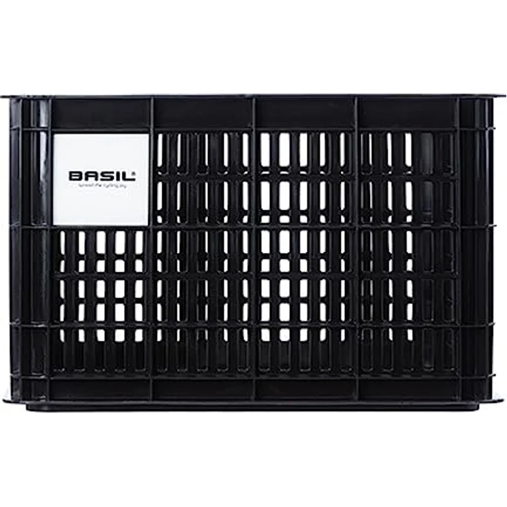 Basil Frontkorb Crate M Plastic, Kapazität: 29,5 l, Frontladerträger, geeignet für Mik, Adapterplatte und Befestigung, enthalten, 95% recyceltes Material Coprisella, Schwarz, Einheitsgröße – Bild 1