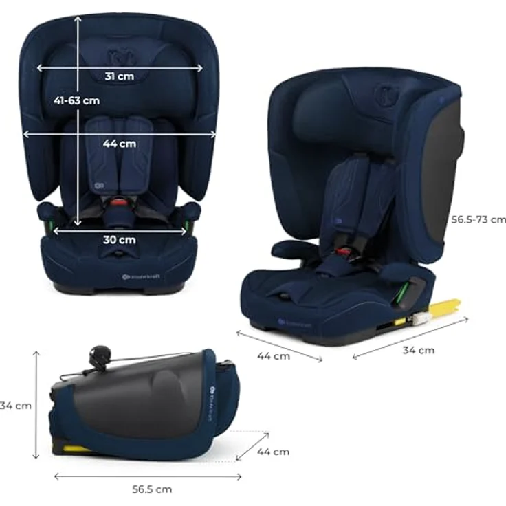 Kinderkraft Fix2Go Autokindersitz, 9-36 kg, mit Schlaffunktion und SAFERIDE Sensor, Navy – Bild 13