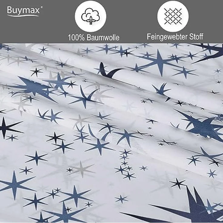 Buymax® Bettwäsche Set 155x220 cm, 100% Baumwolle Renforce, 4-teilig mit 2 Kissenbezügen 80x80 cm, ÖKO-TEX zertifiziert, Reißverschluss, pflegeleicht – Bild 4
