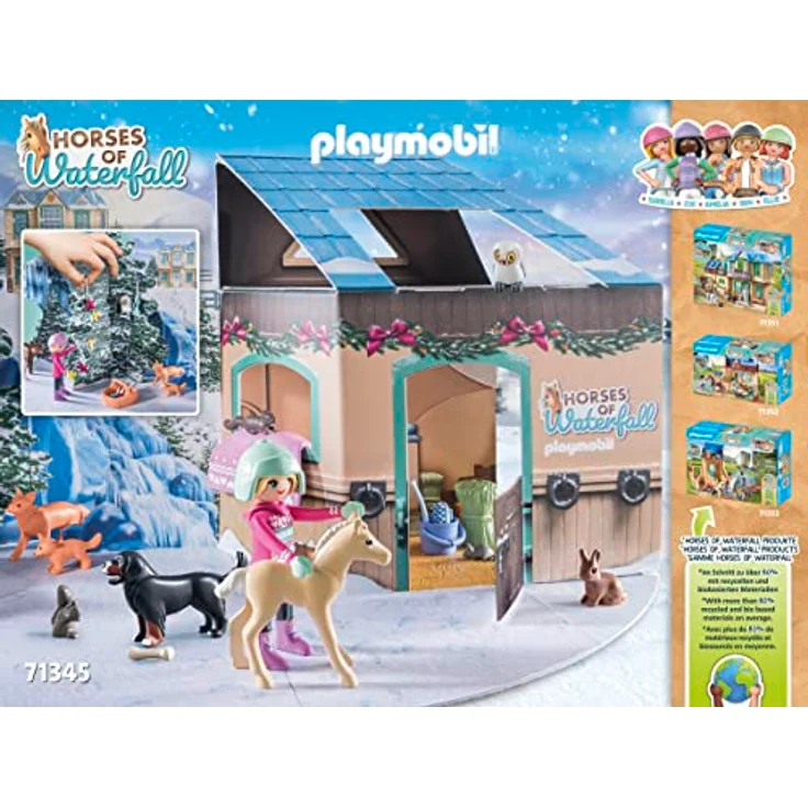 PLAYMOBIL Adventskalender Pferde 71345 Weihnachtliche Schlittenfahrt, Horses of Waterfall Adventskalender, Adventszeit voller Überraschungen, Spielzeug für Kinder ab 4 Jahren – Bild 4