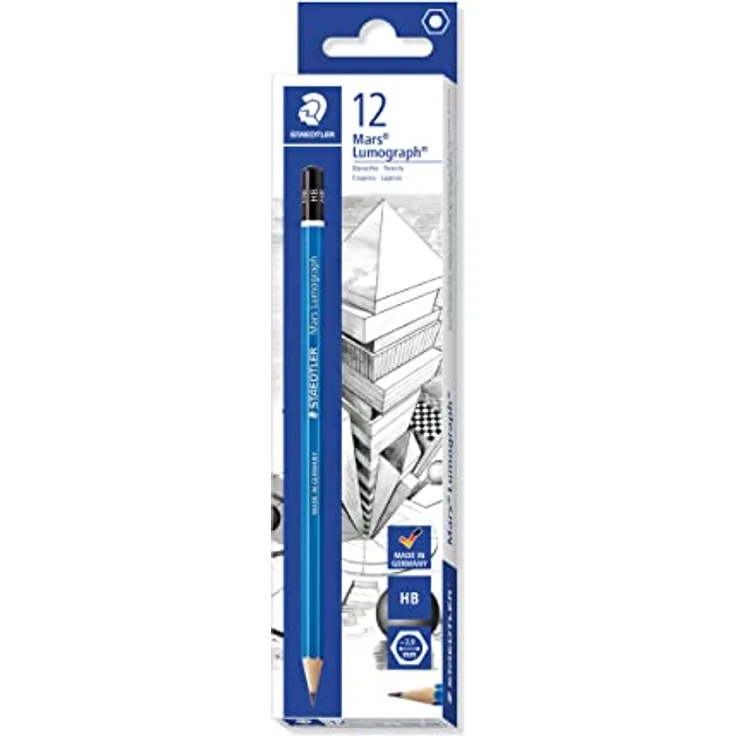 STAEDTLER Zeichenbleistift Mars Lumograph, Härtegrad HB, 12 Bleistifte in Faltschachtel, 100-HB, hohe Qualität, bruchfest, spezielle Minenrezeptur, Sechskantform, von Staedtler