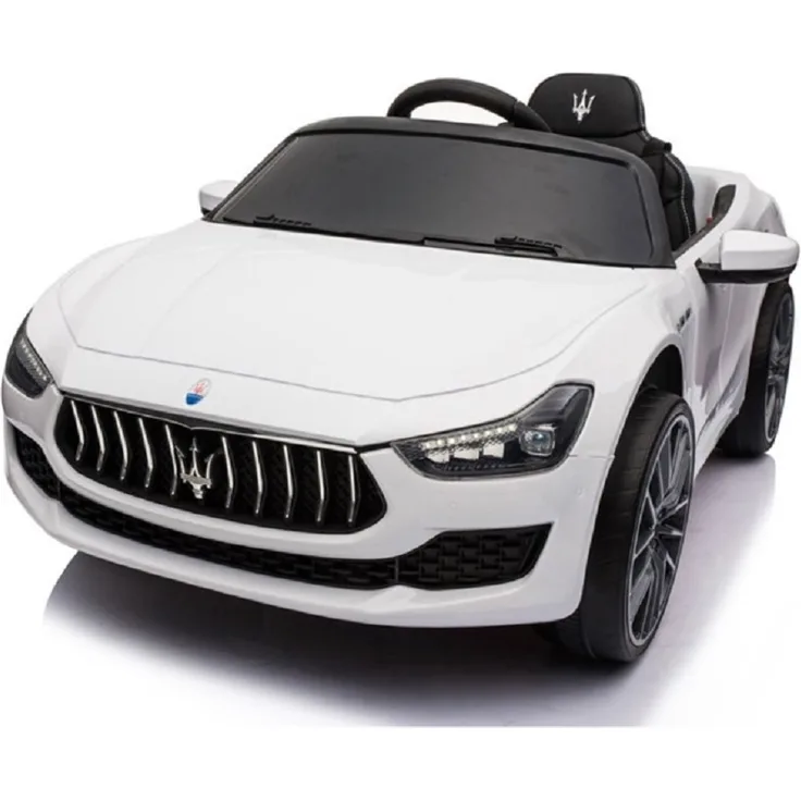 schnaeppchenmeile-online Kinder Elektroauto Maserati Ghibli, 12V mit 2 Motoren, Fernbedienung und LED-Beleuchtung, weiss