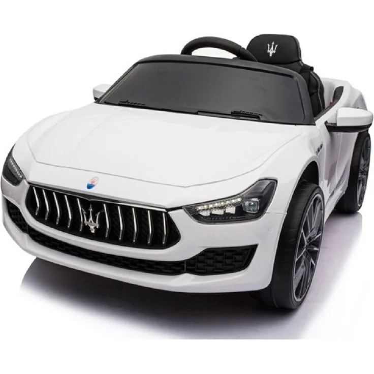 schnaeppchenmeile-online Kinder Elektroauto Maserati Ghibli, 12V mit 2 Motoren, Fernbedienung und LED-Beleuchtung, weiss