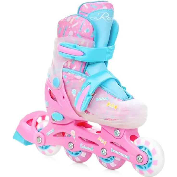 RAVEN 4in1 Inline Skates Triskates Rollschuhe Schlittschuhe Inliner für Kinder Mädchen verstellbar, Caramell, 70mm PU, DSAS, Trust-Fit-System – Bild 2