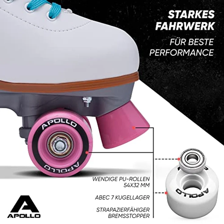 Apollo Disco Roller, Classic Roller | größenverstellbare Quad-Skates, verstellbar von 31 bis 42 | Damen Rollschuhe in schicken Designs – Bild 5