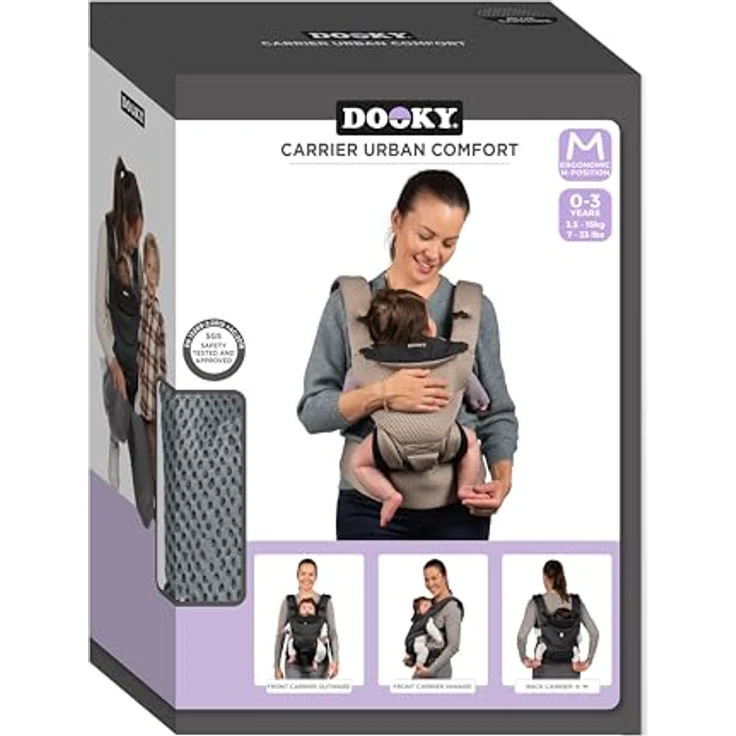 Dooky Babytrage Urban Comfort, ergonomische Trage für 3,5 bis 15 kg, faltbar, Grey Sapphire – Bild 16