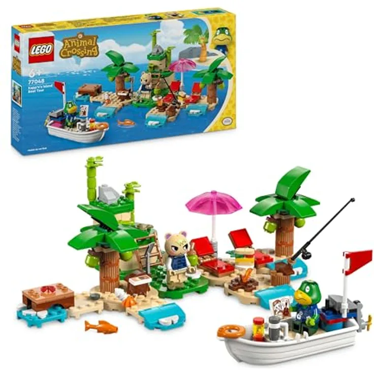 LEGO Animal Crossing Käptens Insel-Bootstour, kreatives Spielzeug für Kinder mit Huschke und Käpten Minifiguren, Geschenk ab 6 Jahren