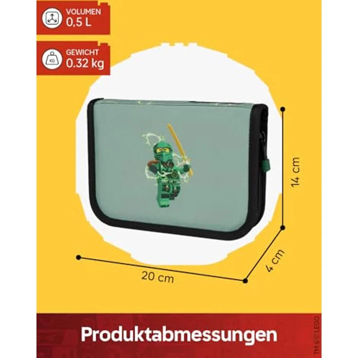 SKANDO BAGS LEGO® NINJAGO® Federmäppchen gefüllt, Spinjitzu Master mit Schulzubehör, Namensschild & Stundenplan, 20 x 14 x 4 cm – Bild 3